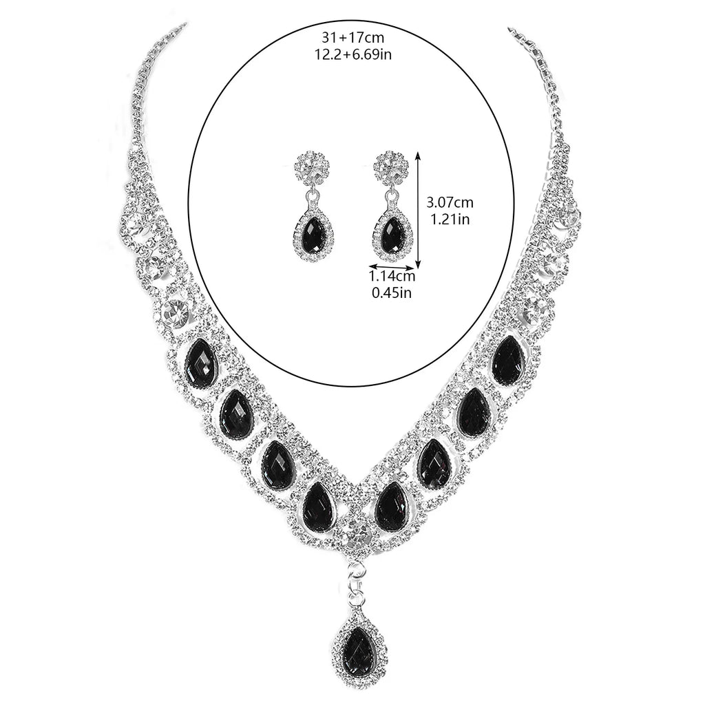 Jewelry set with necklace and earrings on a white background