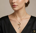 Gold Plated Floral Pearl Pendant Necklace & Stud Earrings Set