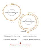 Two gold necklaces with measurement details on a white background