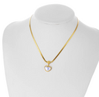 Elegant gold chain necklace featuring a delicate love heart shaped pearl pendant necklace, perfect as a stylish fashion jewelry gift for women.