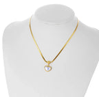 Elegant gold chain necklace featuring a delicate love heart shaped pearl pendant necklace, perfect as a stylish fashion jewelry gift for women.