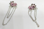 Pink Ballroom Earrings - These Exquisite Statement Hoops featuring delicate pink gemstones and hanging silver chains, perfect for adding elegance to any outfit.