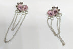 Pink Ballroom Earrings - These Exquisite Statement Hoops featuring delicate pink gemstones and hanging silver chains, perfect for adding elegance to any outfit.