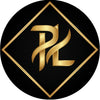Gold logo on a black background