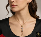 White Evil Eye & Pearl Layered Necklace Set with Pearl Drop Earrings – Gold Tone