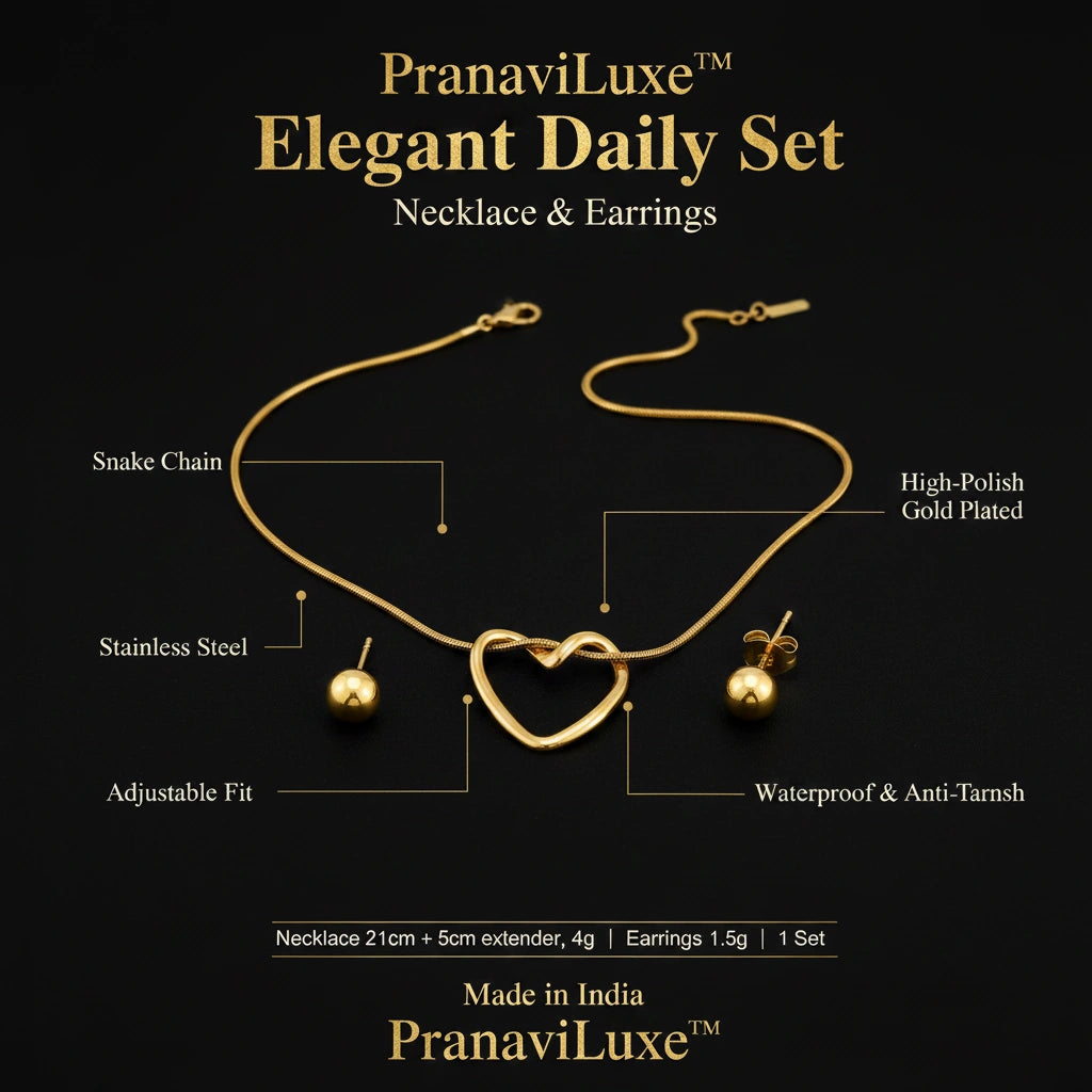 PranaviLuxe™ Elegant Daily Set – Necklace & Earrings