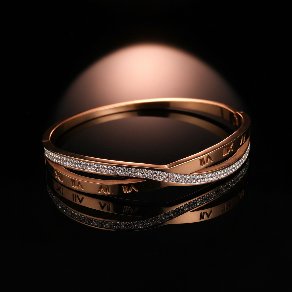 Black Polished Rose Gold Reflection