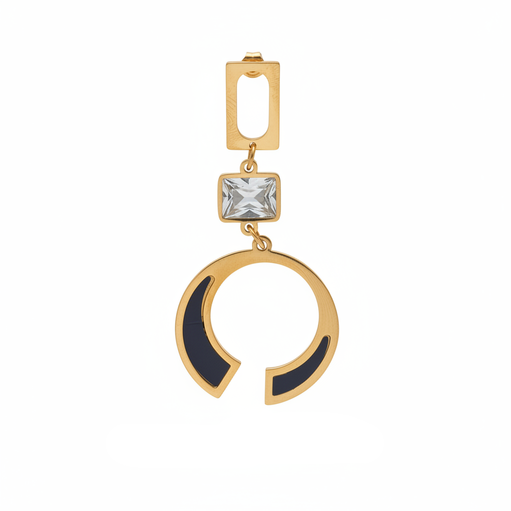 Geometric Gold Earring - Size Infographic