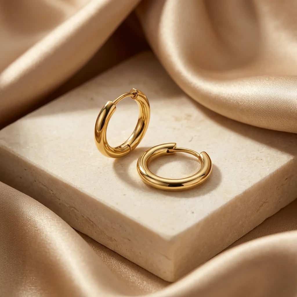 Minimalist Classic Gold Huggie Hoop Earrings
