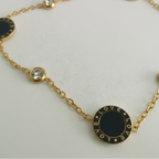 Gold LOVE Charm Bracelet – White Background Zoom