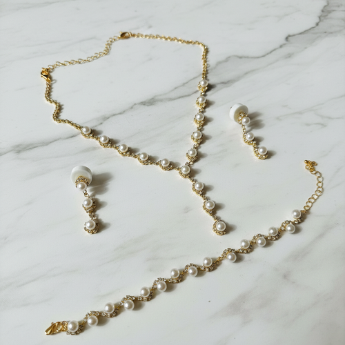 Gold Pearl Set — White Marble Editorial
