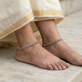Vintage Oxidized Silver Textured Heart Anklet Set