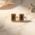 Vintage-Inspired Emerald-Cut Black Onyx Stud Earrings