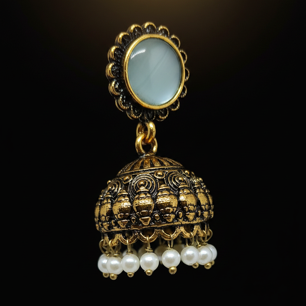 Macro Aqua Moonstone Jhumka