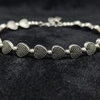 Antique Silver Heart Charm Layered Anklets Pack