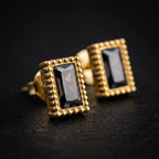 Vintage-Inspired Emerald-Cut Black Onyx Stud Earrings