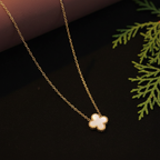 Mother of Pearl Clover Necklace on Dark Velvet