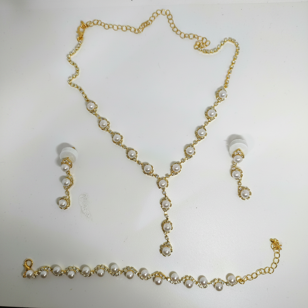 Pearl & Gold Jewelry Set — Editorial White Background