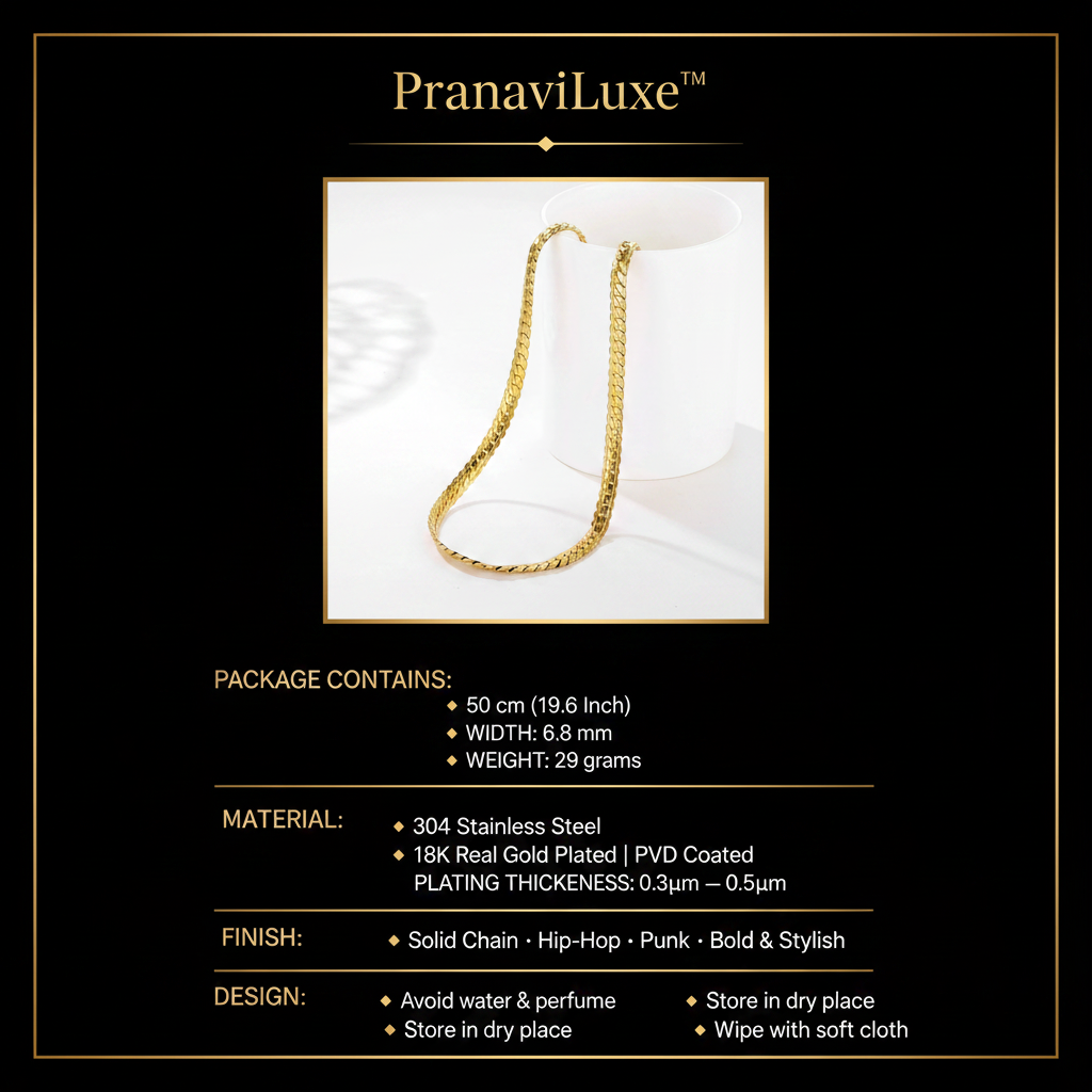 PranaviLuxe 18K Gold Chain Necklace Infographic