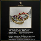 PranaviLuxe 18K Gold Geometric Link Enamel Hinged Bangle Bracelet Red Cream Purple Pink Infographic