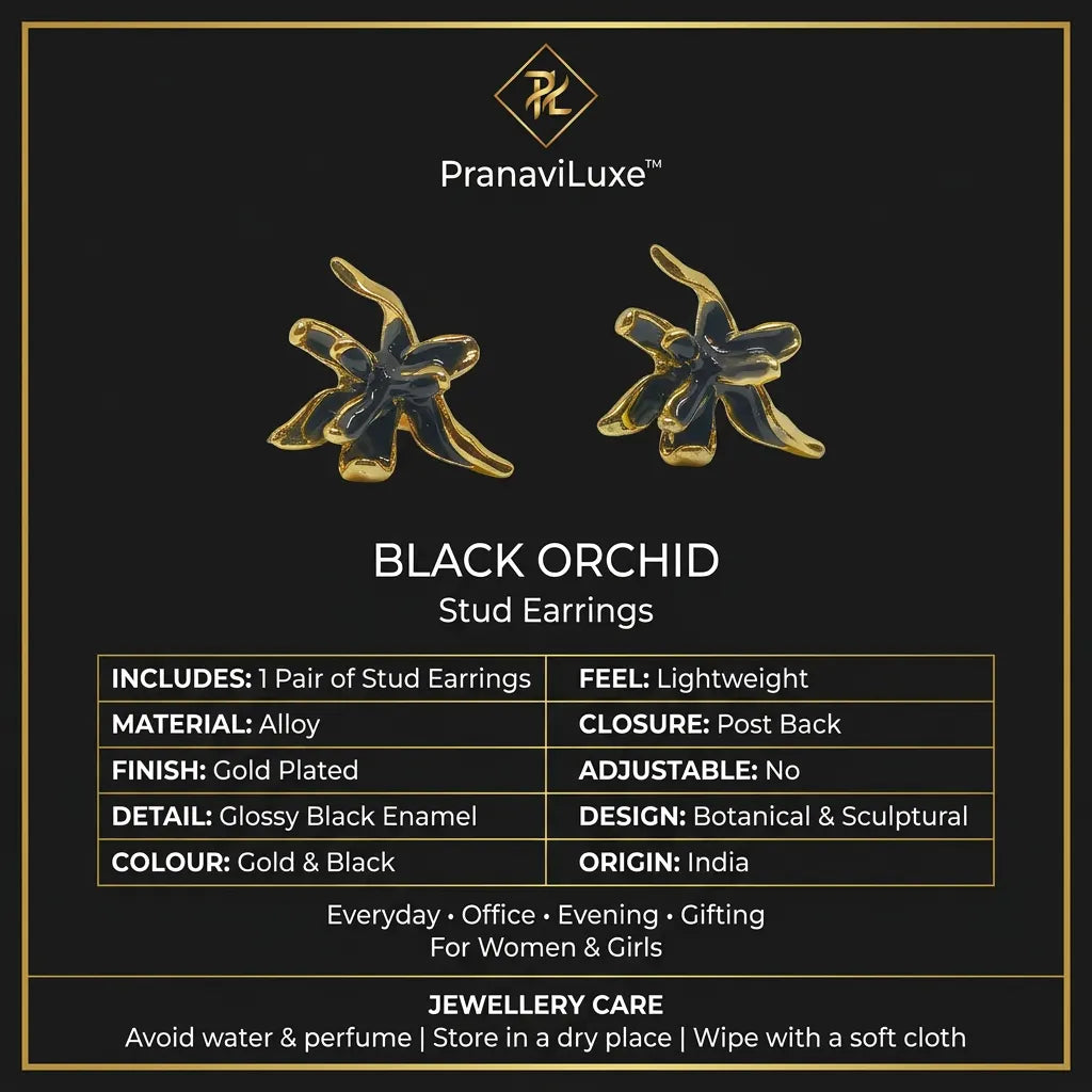 Black Orchid Stud Earrings