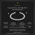 Silver Sun & Heart Accent Macrame Sliding Cord Bracelet