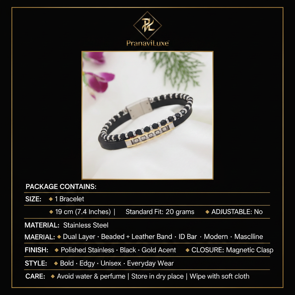 PranaviLuxe Dual Layer Magnetic Clasp Bracelet Infographic