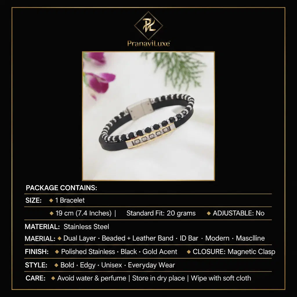 PranaviLuxe Dual Layer Magnetic Clasp Bracelet Infographic