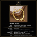 PranaviLuxe Gold Herringbone Clover Evil Eye Bracelet Infographic