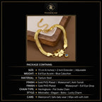 PranaviLuxe Gold Herringbone Clover Evil Eye Bracelet Infographic