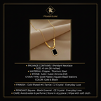 PranaviLuxe Gold Square Bead Black CZ Pendant Necklace Infographic