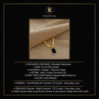 PranaviLuxe Gold Square Bead Black CZ Pendant Necklace Infographic
