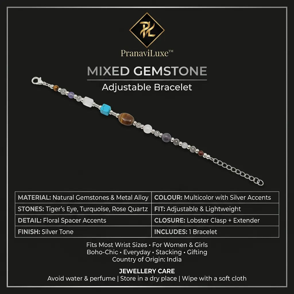 Multi-Gemstone Silver Accent Delicacy Bracelet