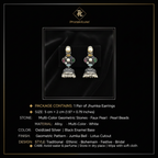 PranaviLuxe Oxidized Silver Multi-Color Geometric Jhumka Earrings Infographic