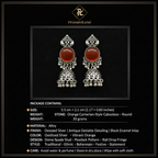 PranaviLuxe Oxidized Silver Orange Stone Peacock Filigree Dome Jhumka Earrings Infographic