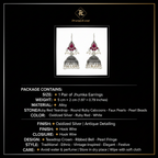 PranaviLuxe Oxidized Silver Ruby Teardrop Crown Hook Jhumka Earrings Infographic