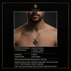 PranaviLuxe Silver Compass Ship Wheel Pendant Necklace Model Shot Infographic