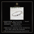 PranaviLuxe Silver Dual Layer Cable Link Ship Wheel Bracelet Infographic