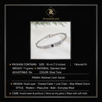 PranaviLuxe Silver Dual Layer Cable Link Ship Wheel Bracelet Infographic