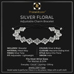 Silver Floral Macrame Sliding Cord Bracelet