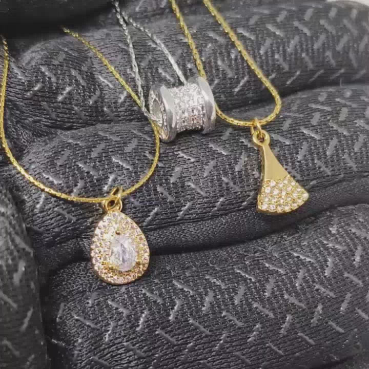 PranaviLuxe™ Gold & Silver Trio – 2 Gold + 1 Silver Necklace