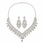 Silver Crystal Cluster Jewelry Set - White Background