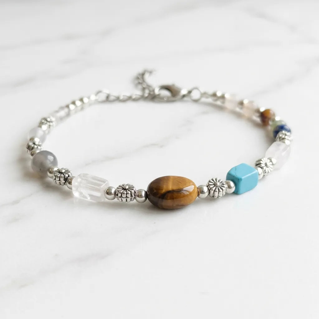 Multi-Gemstone Silver Accent Delicacy Bracelet