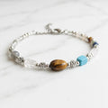 Adjustable Multi-Stone Silver Charm Delicacy Bracelet