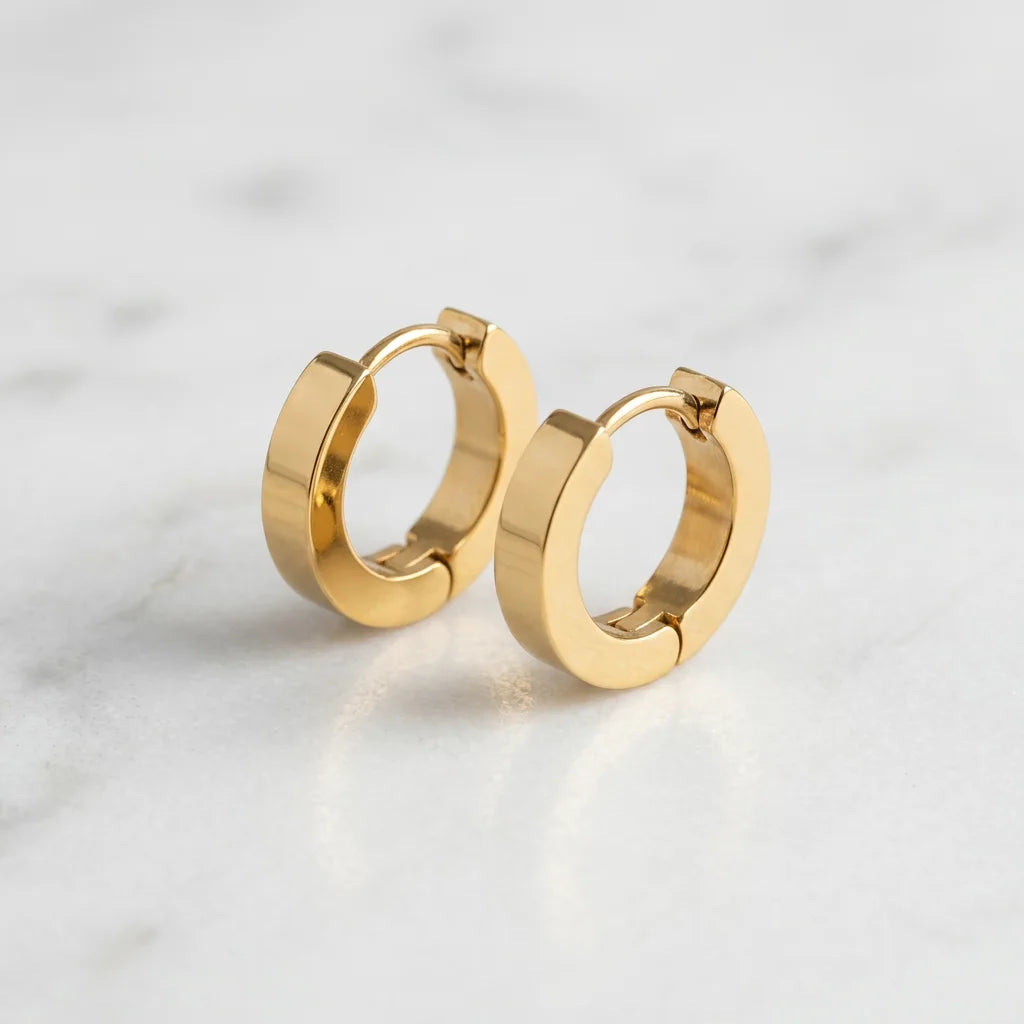 Chunky Gold Letter 'C' Huggie Hoop Earrings