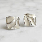 Abstract Liquid Wave Cream Enamel Stud Earrings
