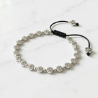 Silver Sun & Heart Accent Macrame Sliding Cord Bracelet