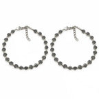 Antique Silver Heart Charm Layered Anklets Pack