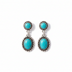 Turquoise Oval Drop Earrings - White Background